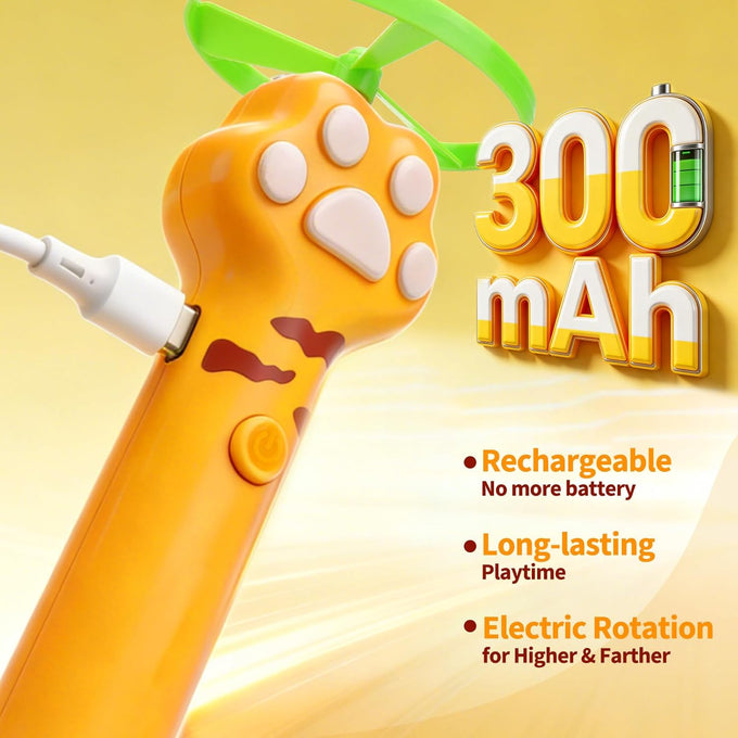 Baborui Yellow Cat Toy Disc Launcher Rechargeable Interactive Fetch Toy for Indoor Cats with 8 Flying Discs