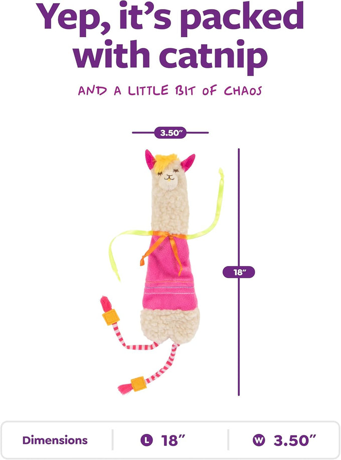 SmartyKat Leggy Llama Catnip Crinkly Plush Kicker Cat Toy for Cats, Kittens, and Wrestling Play