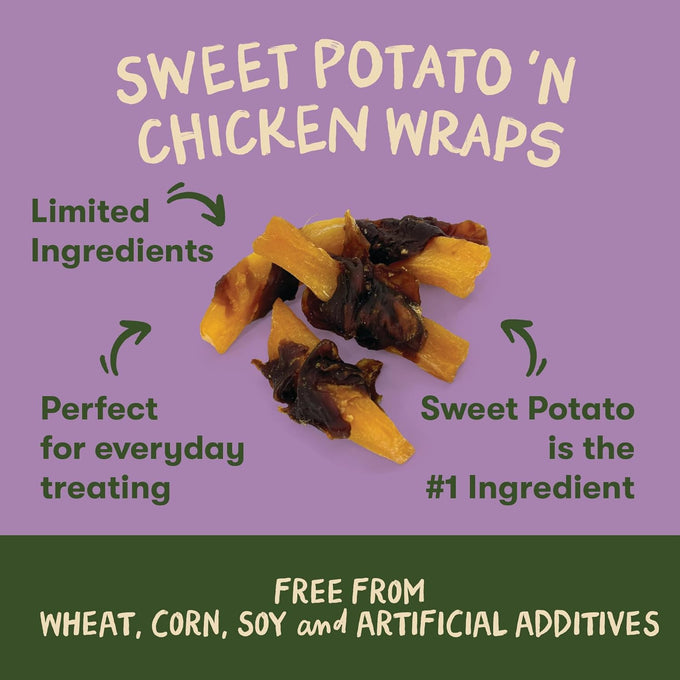 Pet'n Shape natural chicken wrapped sweet potato dog treats, 42 ounce, grain free and no artificial ingredients