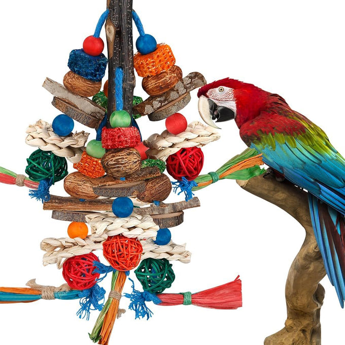 parrot toys, natural corn cob, sturdy nut, bird chew toy, durable, safe, handcrafted