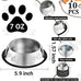 stainless steel dog bowl set with rubber base non-slip pet dishes for small medium animals 7 oz capacity