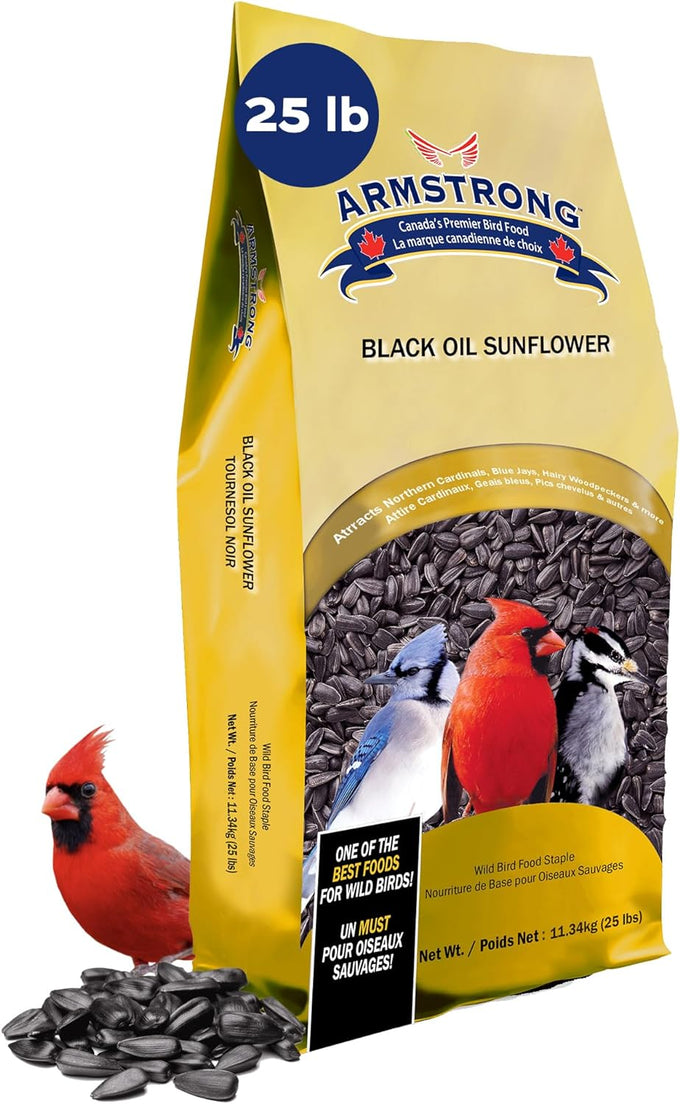 armstrong black oil sunflower bird seed, 35.3 pounds, northern cardinals, blue jays, hairy woodpeckers