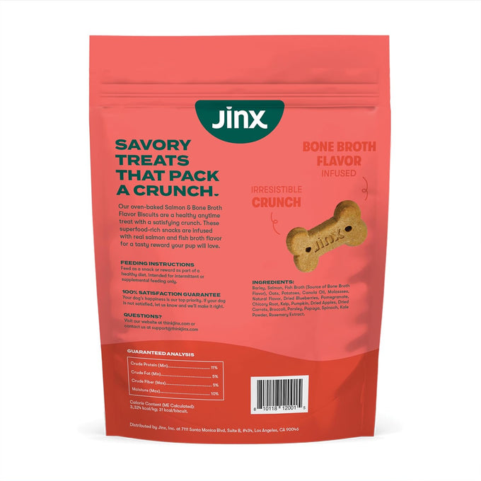 Jinx Oven-Baked Salmon Bone Broth Biscuit Dog Treats, 16oz Crunchy