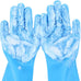 Pecute Heat Resistant Silicone Pet Grooming Gloves with High-Density Teeth, Blue