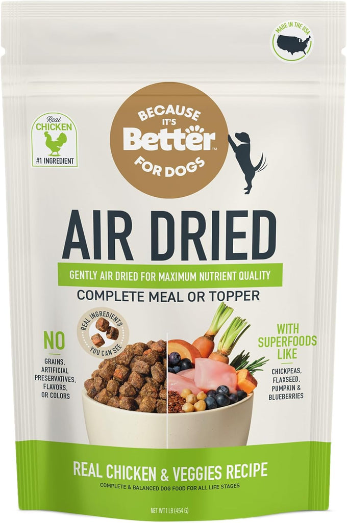 Because It’s Better Slow Baked & Air Dried Dog Food - Real Salmon & Veggies - Complete & Balanced Dry Dog Food - Grain Free, High Protein, Natural Nutrition for All Life Stages, 1 lb Bag