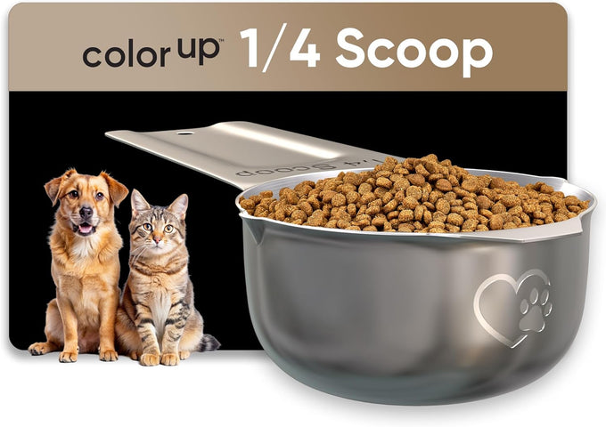 Color Up ½ Cup Stainless Steel Dog Food Scoop, Measuring Cup for Pets, 8 Tbsp, Heavy-Duty & Rust-Resistant