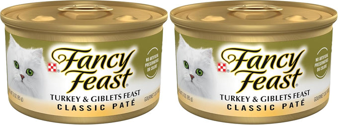 Purina Fancy Feast Pate Turkey and Giblets Feast Classic Grain Free Wet Cat Food Pate - (Pack of 24) 3 oz. Cans