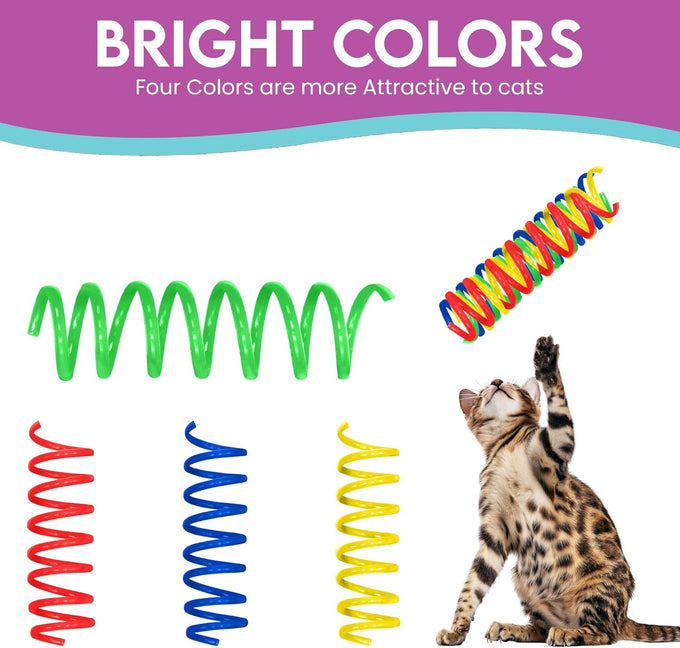 3" colorful springs cat toys, 10-pack, multi-color, bouncy coils for indoor cats and kittens