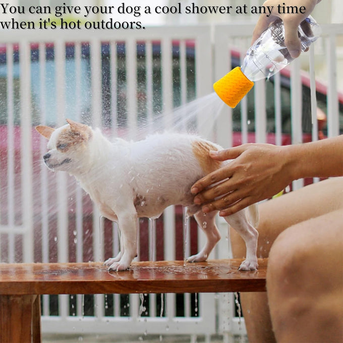 Portable orange outdoor shower attachment for most plastic water bottles
