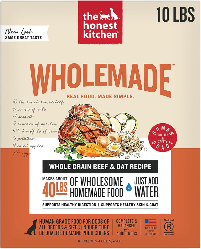 The Honest Kitchen Whole Grain Beef & Oat Dehydrated Dog Food, 10lb