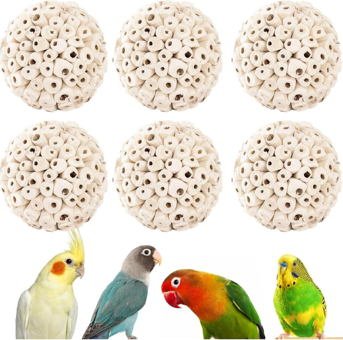 Soft Sola Atta Ball Bird Toy - Bird Foraging Toy for Sharpening Claws and Beaks for Small Birds, 6PCS, 2.36''