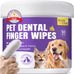 No-Rinse Dog Dental Care Wipes, 50-Count, Safe for Cats & Dogs, Removes Plaque & Tartar, Natural Ingredients, Gentle Finger Wipes