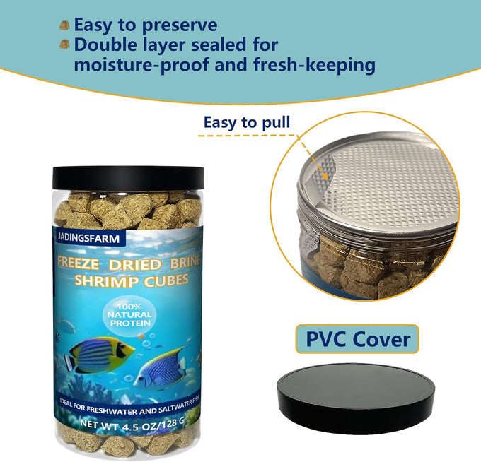 Freeze dried brine shrimp cubes 4.5 oz for tropical fish and marine fish high protein aquatic food