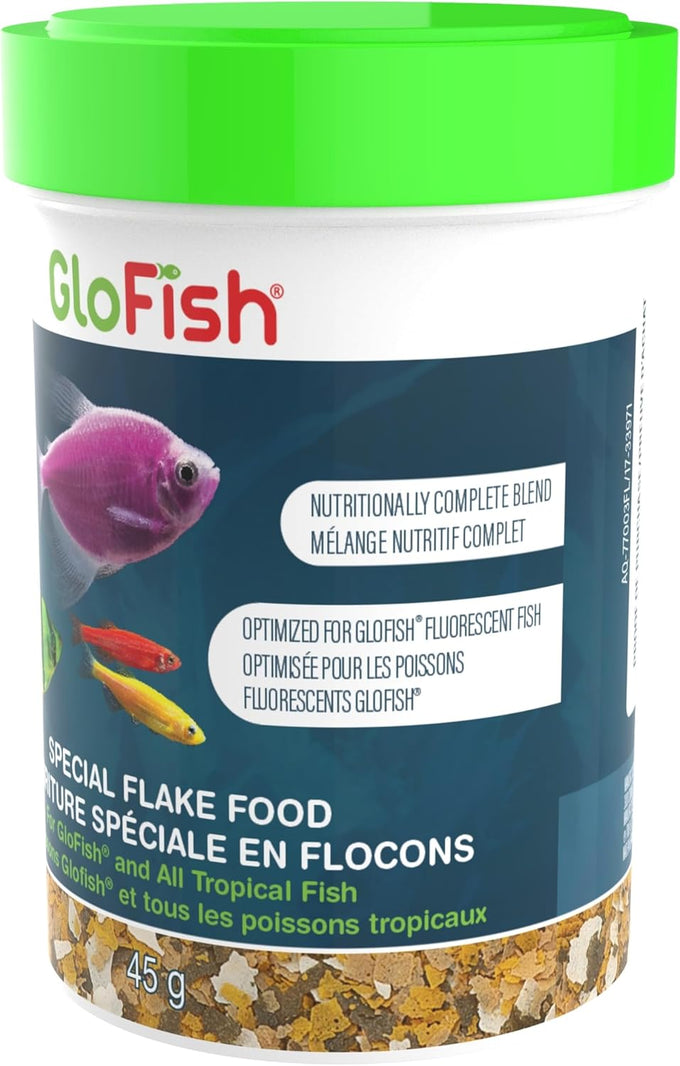 GloFish Special Flake Dry Fish Food for Brightness, 1.59 oz, optimized formula for GloFish and small to mid-size tropical fish