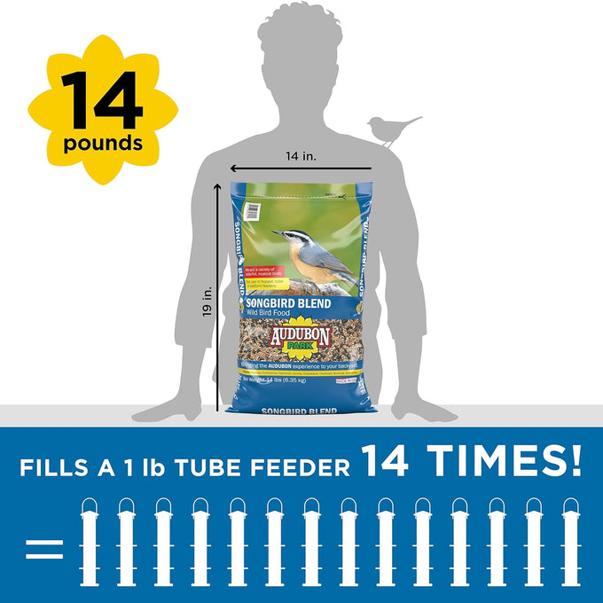 Audubon Park 14-Pound Songbird Blend Bird Food for Outside Feeders and Backyard Wildlife