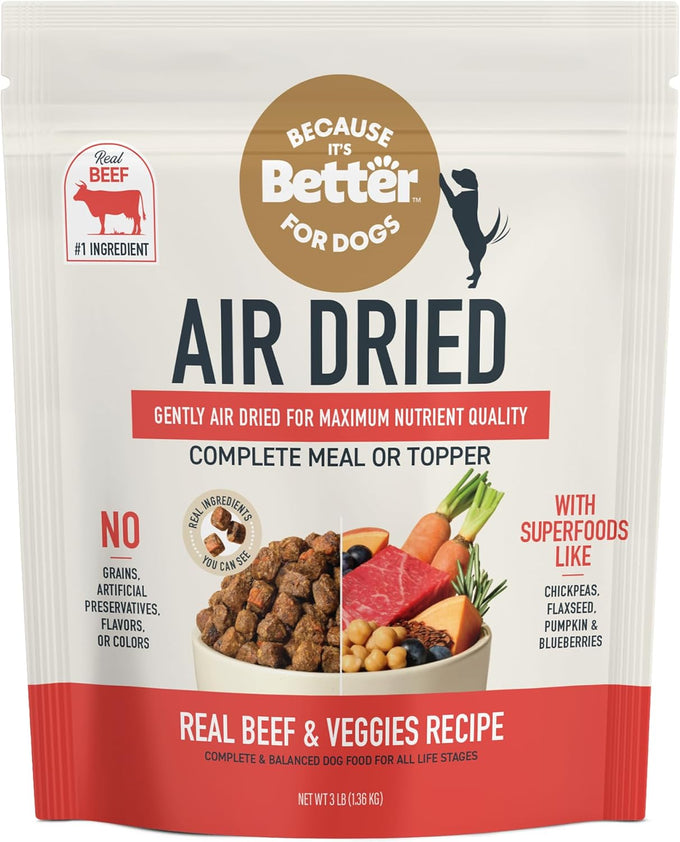 Because It’s Better Slow Baked & Air Dried Dog Food - Real Salmon & Veggies - Complete & Balanced Dry Dog Food - Grain Free, High Protein, Natural Nutrition for All Life Stages, 1 lb Bag