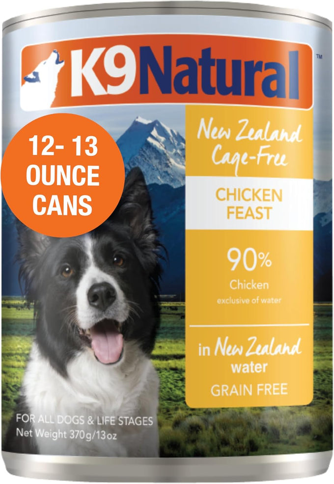 K9 Natural Lamb & King Salmon Wet Dog Food Pate, Grain-Free Premium Canned Dog Food, with Grass-Fed New Zealand Lamb, Salmon, Organs, & Ground Bone, Complete Meal for All Life Stages, 13oz, Pack of 12