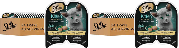 sheba perfect portions kitten wet cat food, 2.6 oz twin-pack trays, 24 count, 48 servings