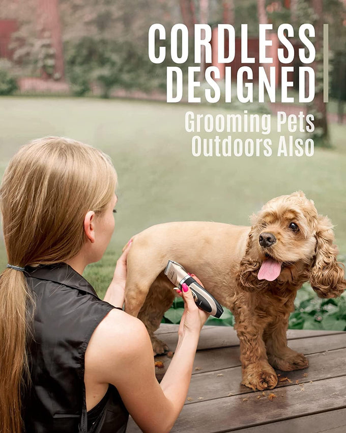 oneisall gold dog clipper kit rechargeable low noise pet shaver for dogs cats pets