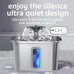 Veken Stainless Steel Cat Water Fountain, 108oz/3.2L Automatic Pet Fountain with 3 Replacement Filters & Silicone Mat, Silver