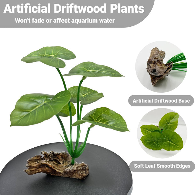 2-pack artificial silk aquarium plants for betta fish tank decorations, goldfish, reptile terrarium accessories, gold