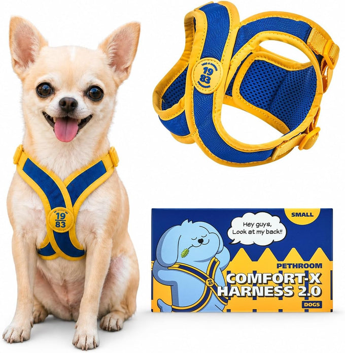 Pethroom Comfort-X Dog Harness 2.0 for Small Dogs, Soft Vest, No Choke, Easy On/Off with One-Touch Buckle