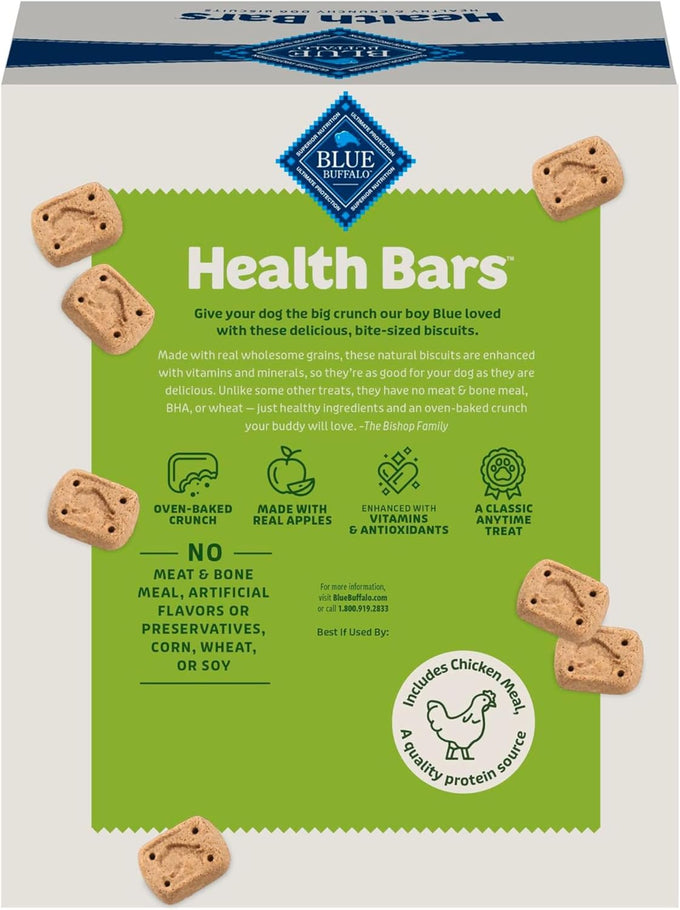 Blue Buffalo Mini Health Bars crunchy dog biscuits, oven-baked with natural ingredients, apples & yogurt, 2-lb box