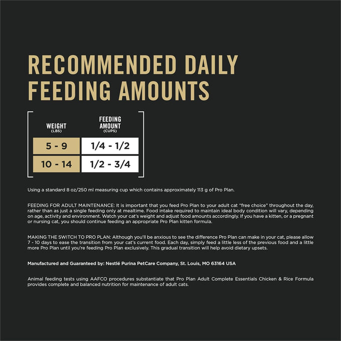 Purina Pro Plan High Protein Cat Food with Probiotics, Chicken and Rice Formula, 7 lb Bag