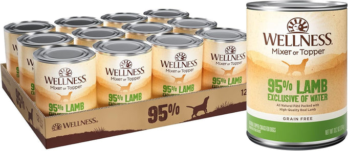 Wellness 95% Lamb Adult Canned Wet Dog Food, Grain Free, Natural, 13.2 oz, Pack of 12 Cans for Healthy Dogs