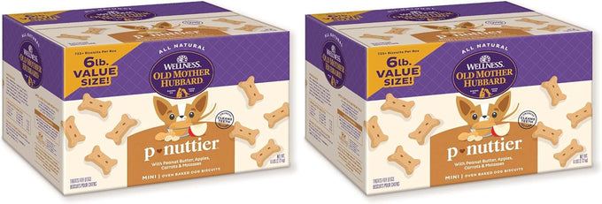 Wellness Old Mother Hubbard Classic P-Nuttier Dog Biscuits Mini Size 6 lb Box Peanut Butter Flavor