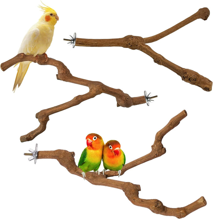 3PCS bird perch grape stick natural 100% safe non-toxic wild grapevine budgies cockatiels lovebirds