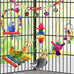 Colorful ladder hammock bird cage accessories for conures, parrots, parakeets, cockatiels, lovebirds, with hanging bell and chewing toys
