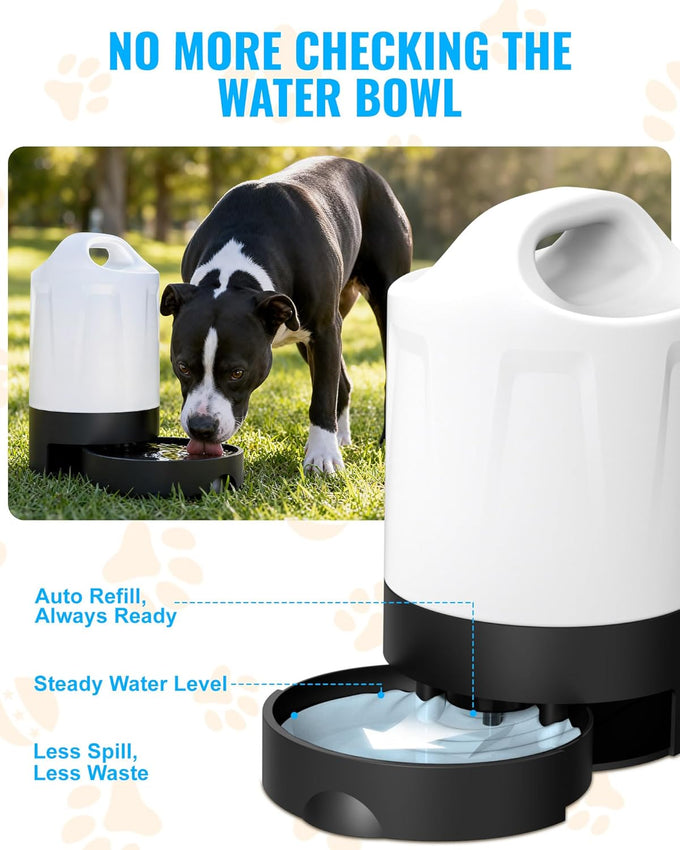 petnf dog water bottle portable 1 gallon (128oz) automatic gravity dog water bowl dispenser with pull-out drinking bowl