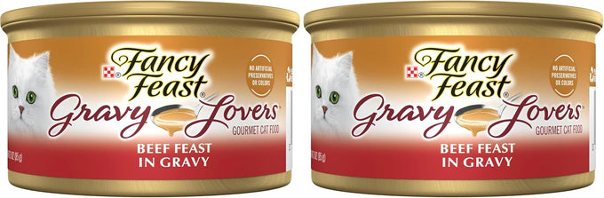 Purina Fancy Feast Gravy Lovers Beef Feast Grilled Gourmet Cat Food in Wet Cat Food Gravy - (Pack of 24) 3 oz. Cans