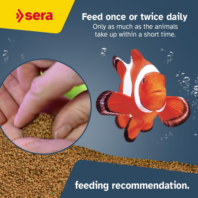 sera Marine Granules Nature Staple Food 3.5oz for Saltwater Fish Dye-Free Preservative-Free with Marine Algae Spirulina & Krill