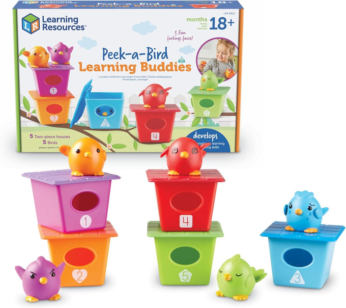 Learning Resources Peek-a-Bird Learning Buddies, 15 pieces, 18 months+ toddler activities, preschool toys, educational color teaching for kids