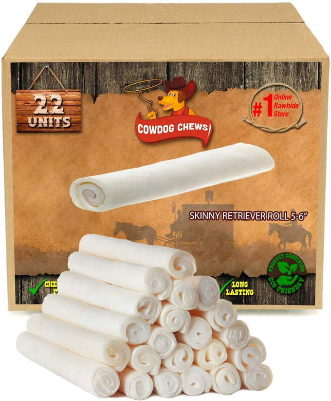 Cowdog Chews 5-6 inch Rawhide Retriever Roll, 100% Natural, Grass Fed, 50 Pack