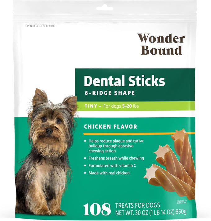 Wonder Bound Chicken Flavor Dental Sticks for Large Dogs, 40 count, Made with Real Chicken