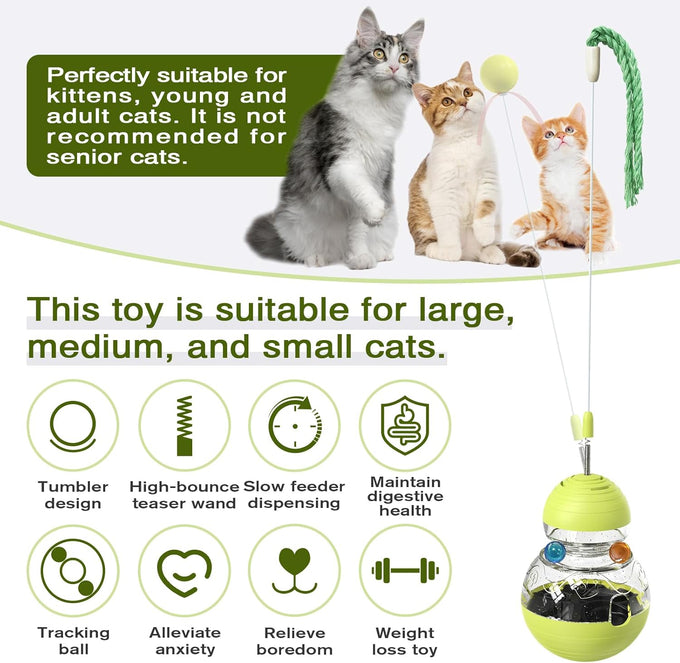 TLKNG Cat Toy Indoor Wobble Treat Dispenser Ball Puzzle Feeder Enrichment Toys & Mental Stimulation