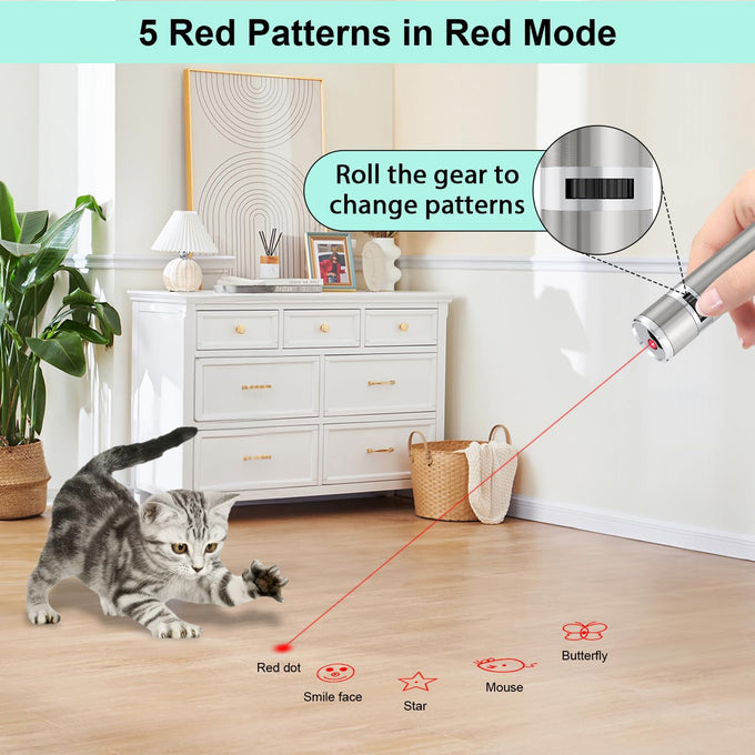TBTeek rechargeable cat toy with 3 light modes & 5 fun patterns