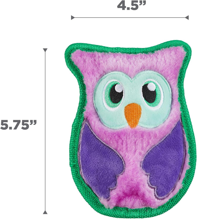outward hound durablez minis owl plush dog toy, no stuffing, squeaky, jumbo squeaker, puppies, small dogs