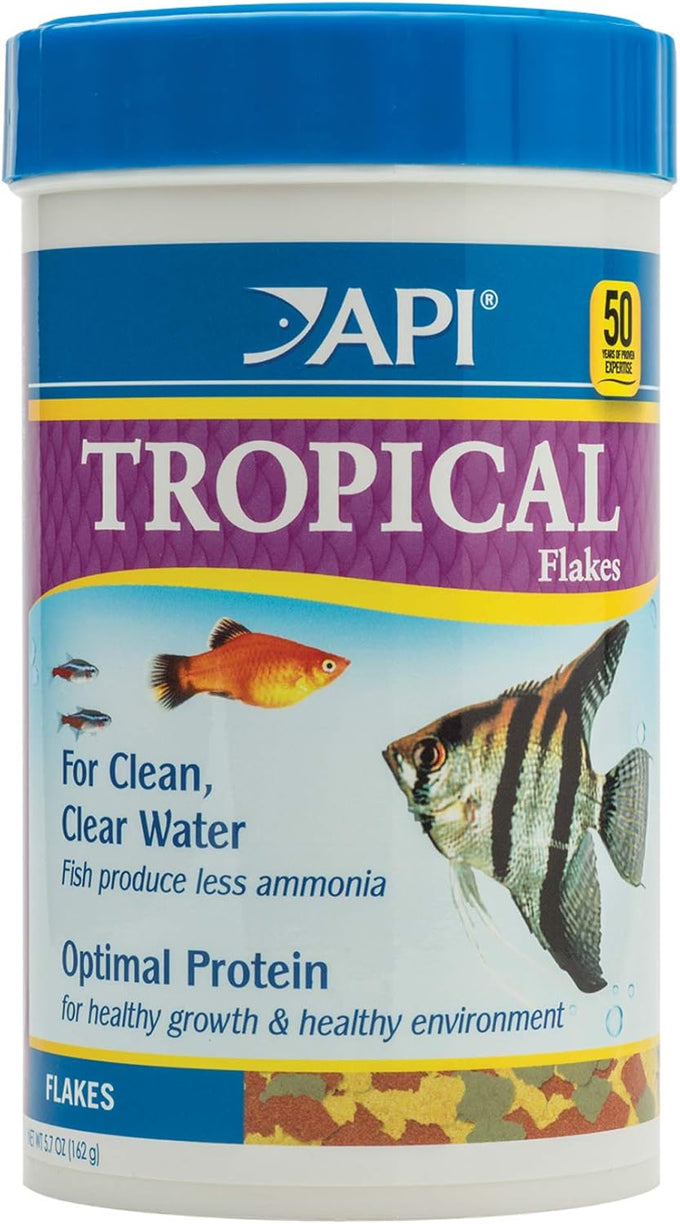 api tropical flakes fish food 5.7-ounce container for tropical community fish