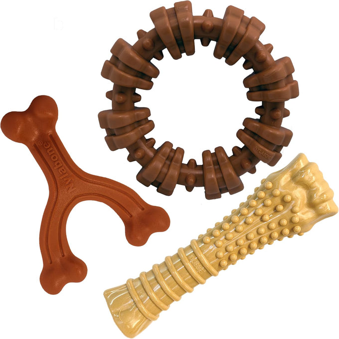 Nylabone Power Chew Toy Bundle for Large Dogs, up to 50 lbs, 3 Pack, Flavor Medley
