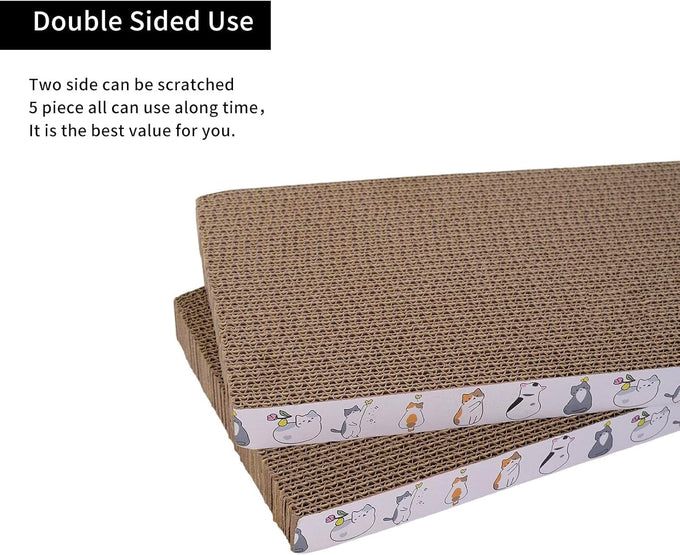 Cat Scratcher Toys set, 5-pack, reusable, double-sided, cardboard pad for indoor cats