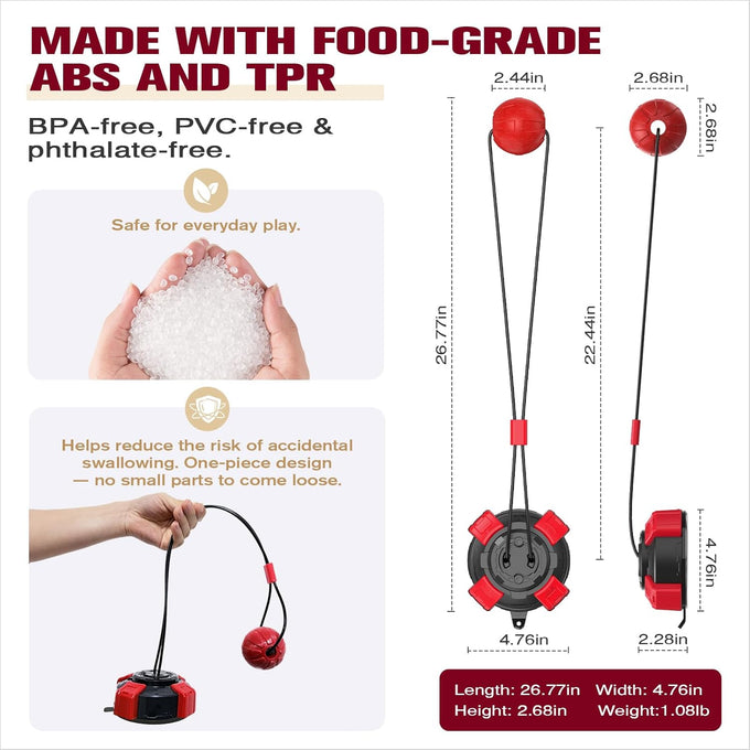 Red & Black Indestructible Suction Cup Dog Toy for Small/Medium Aggressive Chewers Interactive Tug of War Puzzle Enrichment Indoor Outdoor Use
