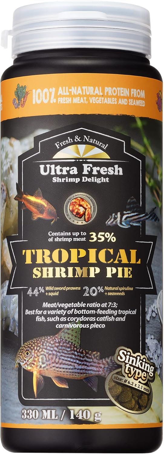 Ultra Fresh Sword Prawn Fish Food, 4.94 Ounces, Natural Protein, Balanced Diet for Tropical Fish