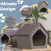 Vixzen grey small dog resin material doghouse outdoor indoor weatherproof pet shelter with air vents easy assembly