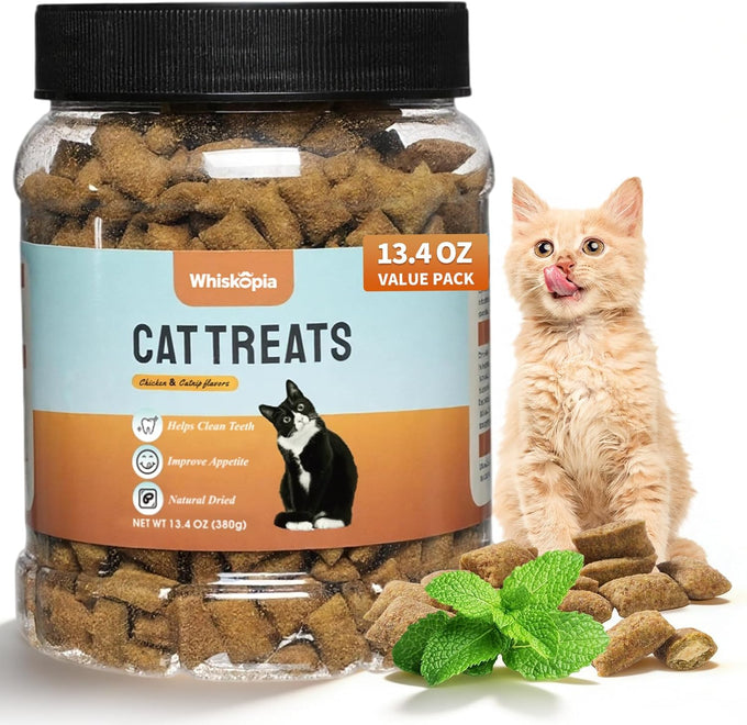 13.4 oz Natural Chicken Catnip & Cat Grass Hairball Control & Dental Care Treats for Indoor Cats and Kittens