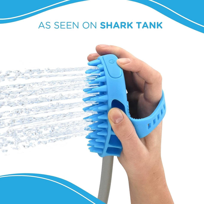 Aquapaw dog bath brush pro & shower attachment - large silicone rubber - 8ft hose attachment & shower wand for pet bathing
