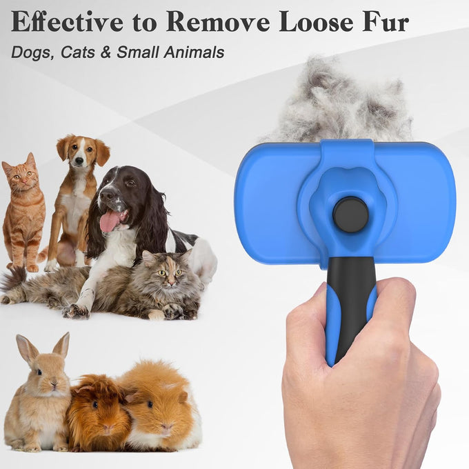 swihauk self-cleaning slicker brush for dogs and cats, skin-friendly deshedding grooming tool with pet supplies accessories, blue